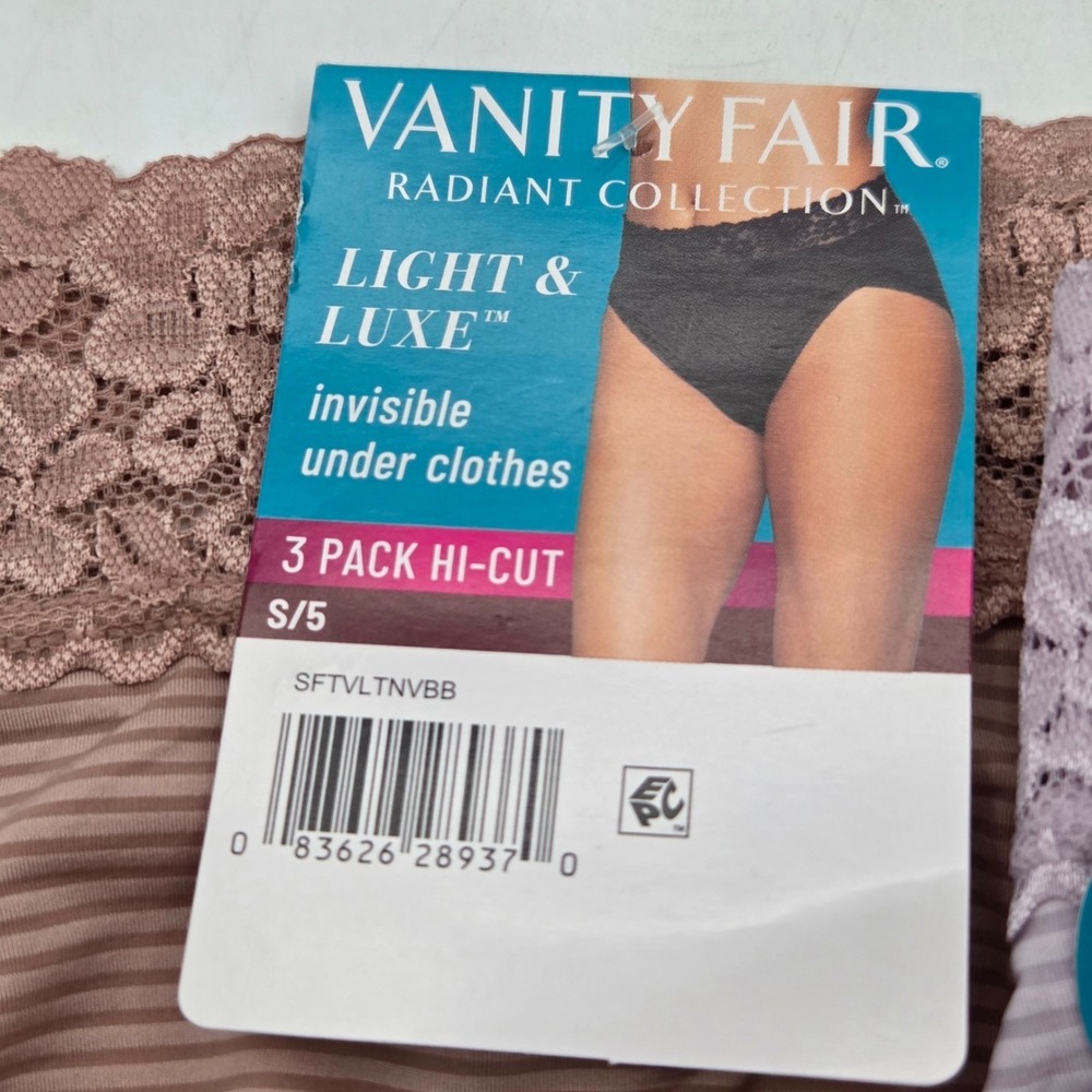 NWT Womens Radiant Vanity Fair‎ 3 Pack Light & Luxe Hi Cut Panties Size Small 5